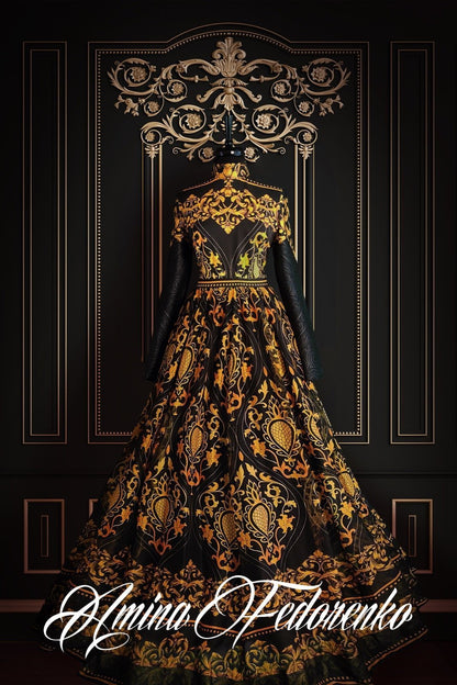 Golden Orchid Chiffon Dress