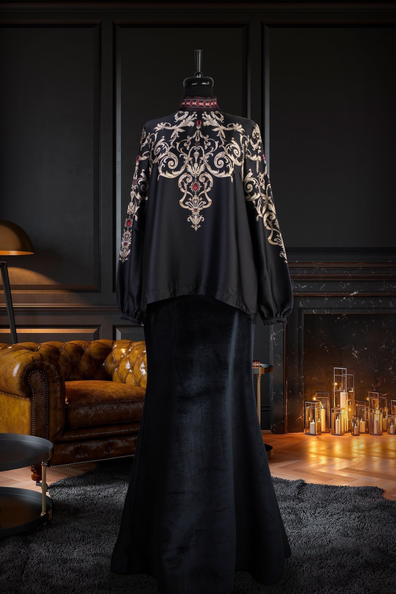 MAJESTY BLOUSE BLACK AND GOLD