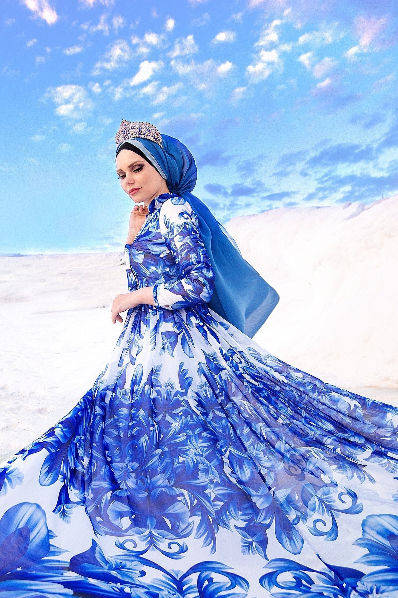 Elegant Royal Blue Milana Chiffon Dress