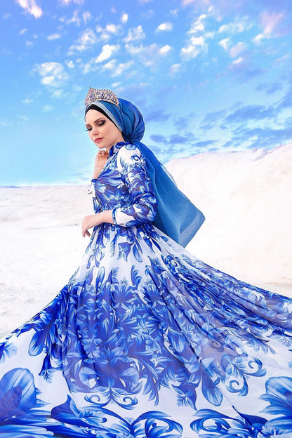 Elegant Royal Blue Milana Chiffon Dress
