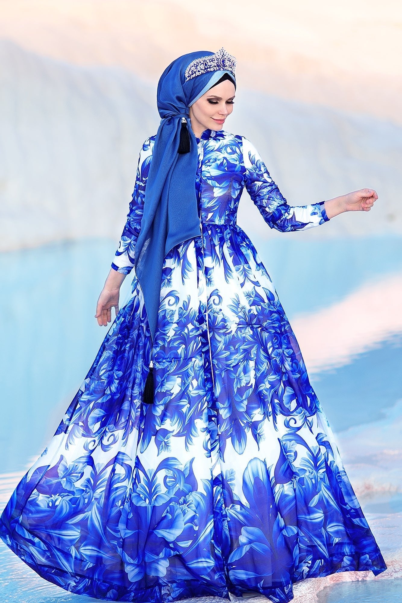 Elegant Royal Blue Milana Chiffon Dress