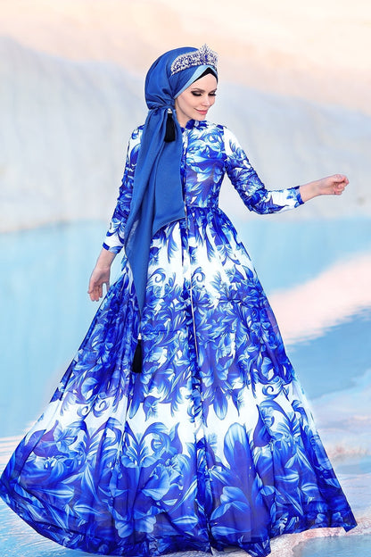 Elegant Royal Blue Milana Chiffon Dress