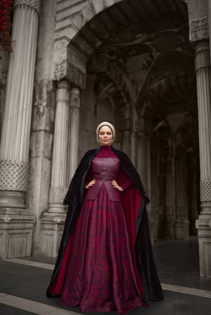 Muslima Black Ruby Velvet Abaya