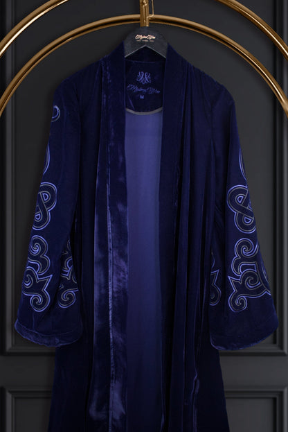 Muslima Navy Blue Velvet Abaya