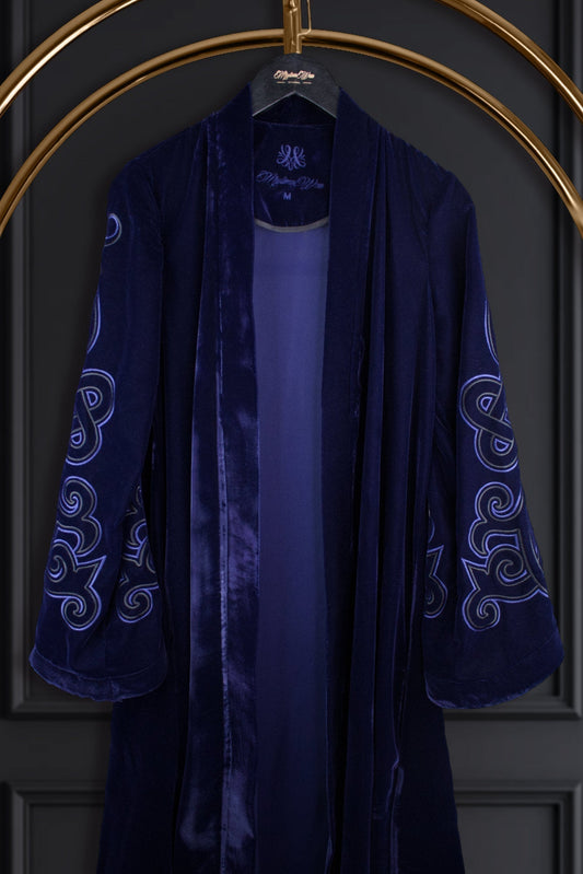 Muslima Navy Blue Velvet Abaya