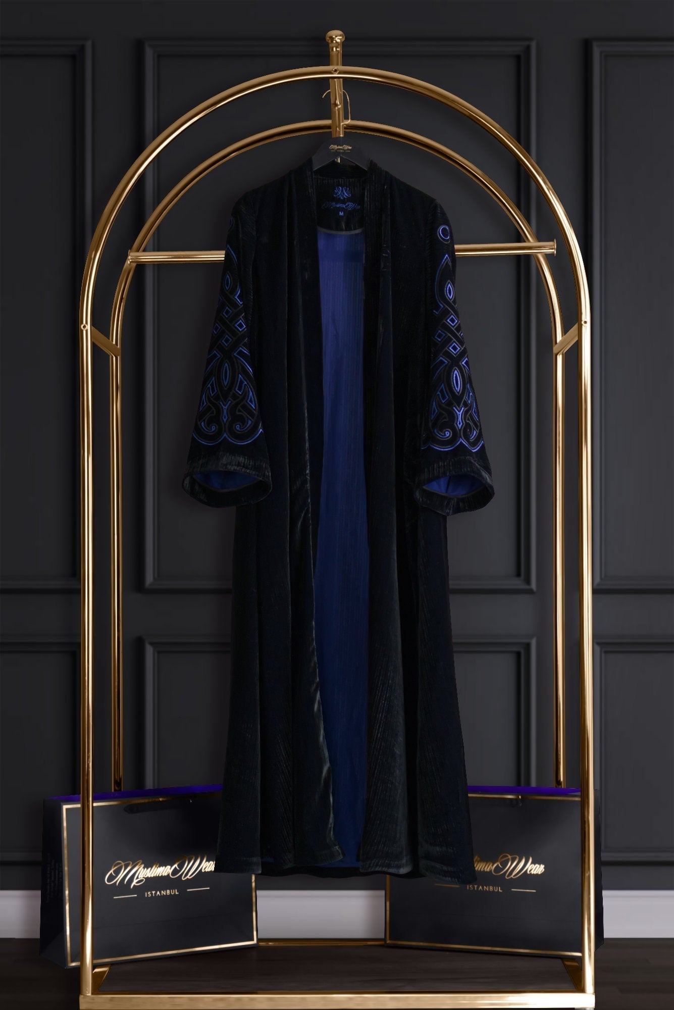 Muslima Violet Blue Velvet Abaya