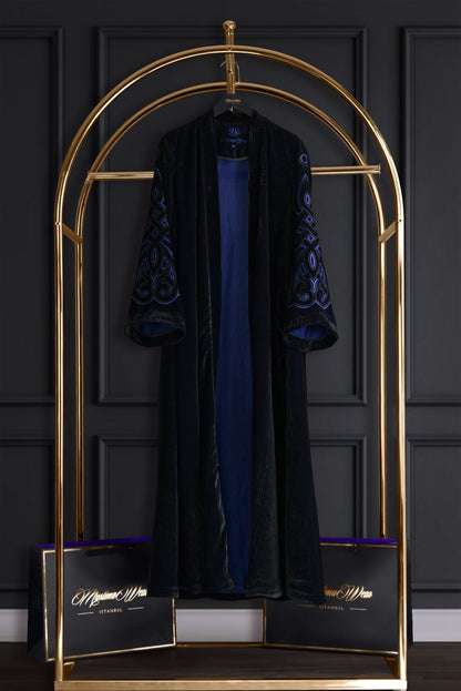 Muslima Violet Blue Velvet Abaya