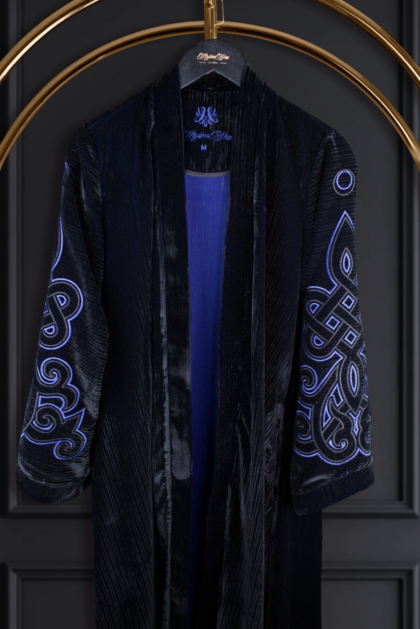 Muslima Violet Blue Velvet Abaya