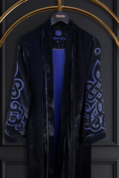 Muslima Violet Blue Velvet Abaya