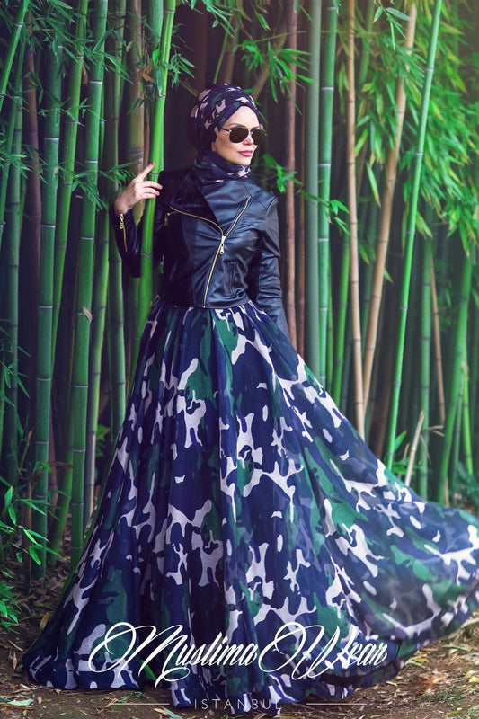 Muslima Wear Military chiffon Skirt