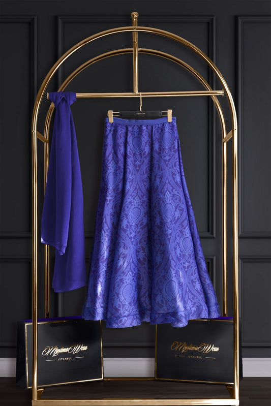 Persia Roayal Blue Silky Chiffon Skirt