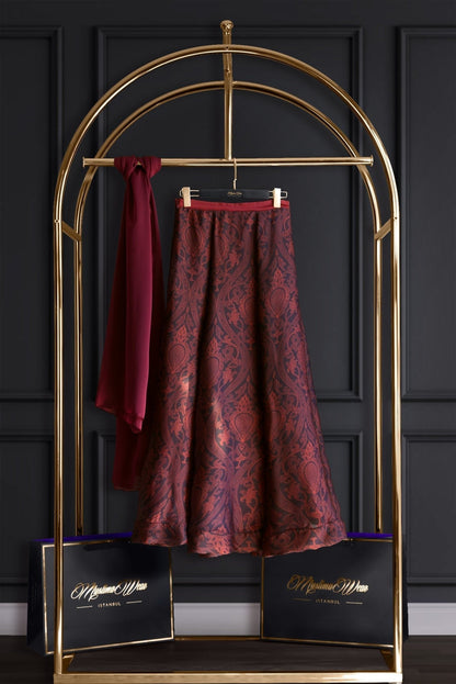 Persia Ruby Red Silky Chiffon Skirt