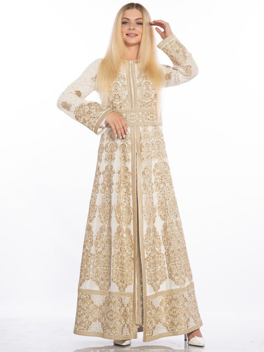 A Cream-Colored Embroidered Caftan