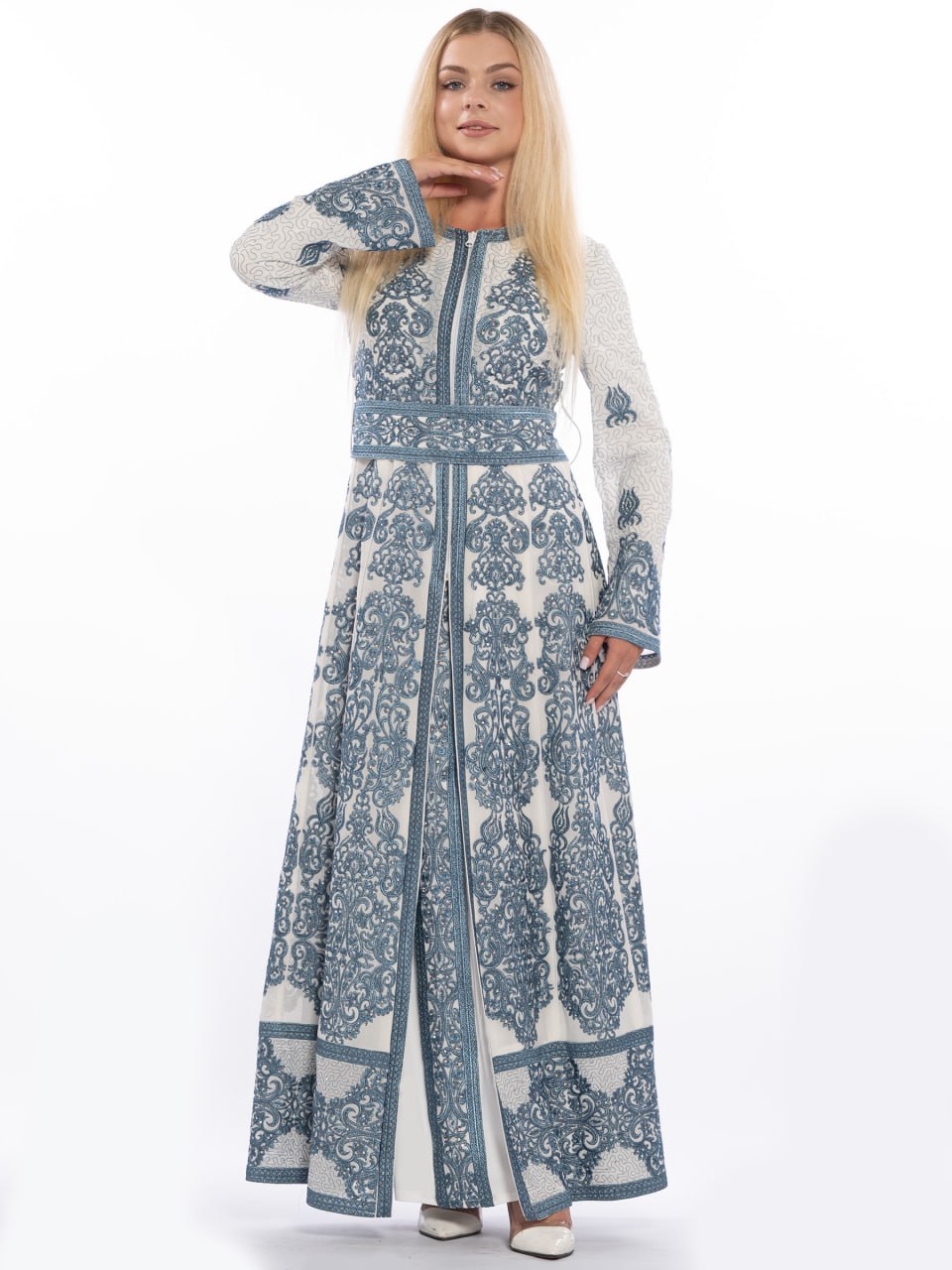 A Cream-Colored Embroidered Caftan