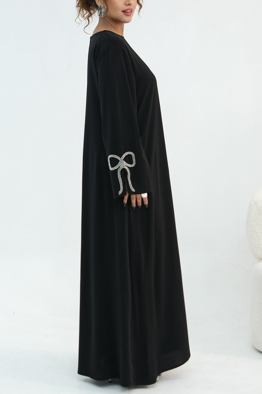 Sumara Bow Embroidery Abaya