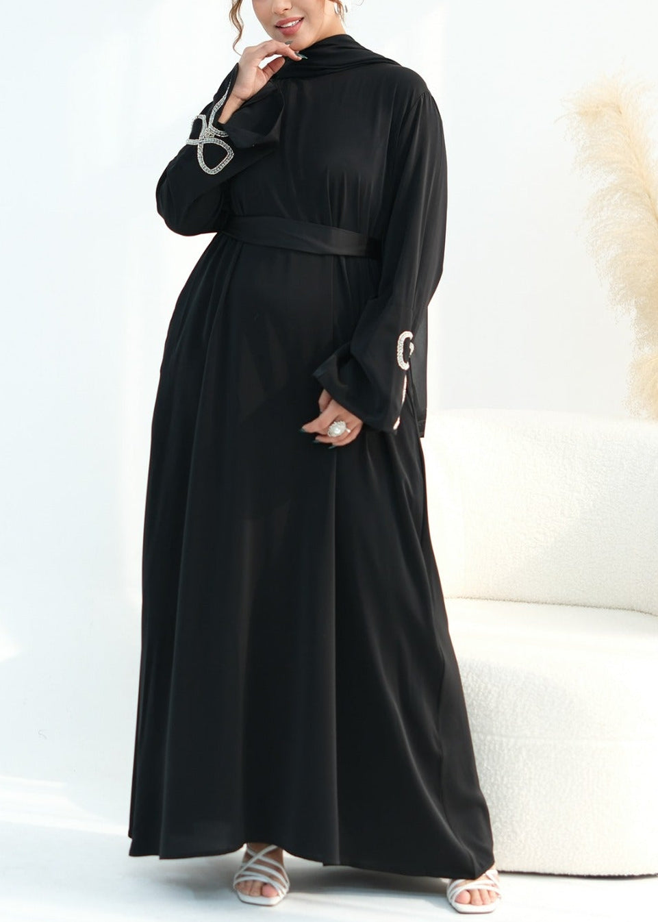 Sumara Bow Embroidery Abaya