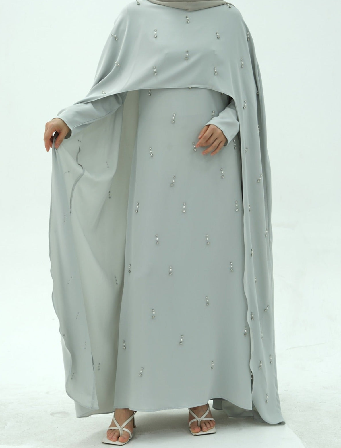 Minhal Beaded Cape Dress