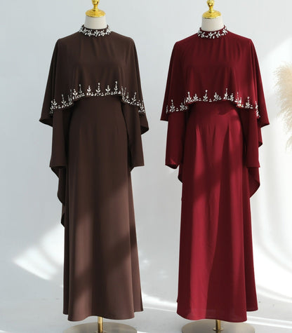Zaibah Beaded Cape Dress