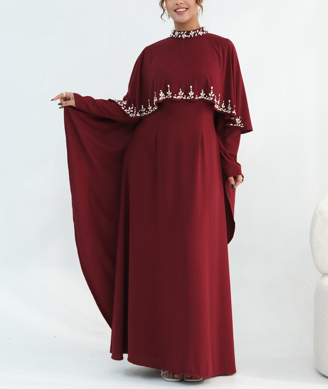 Zaibah Beaded Cape Dress