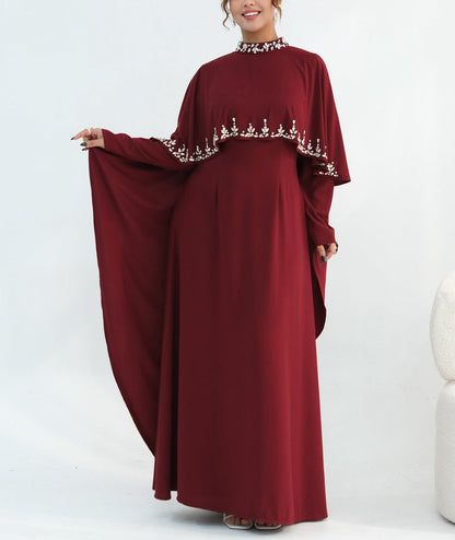 Zaibah Beaded Cape Dress