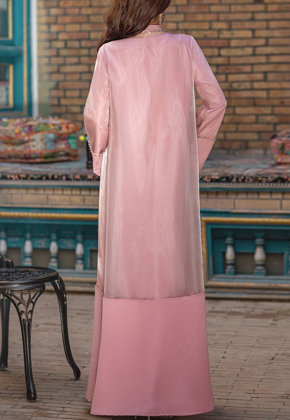Lila Organza Abaya Set