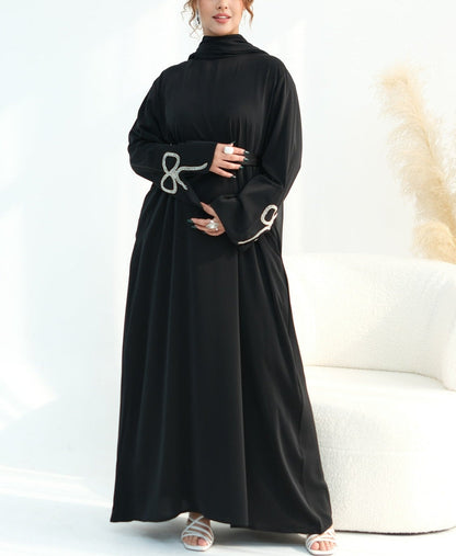 Sumara Bow Embroidery Abaya
