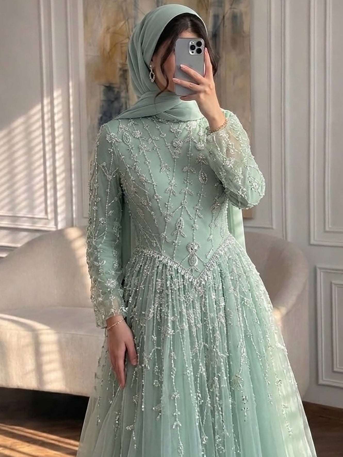 Zariya Gown With Crystal Chain