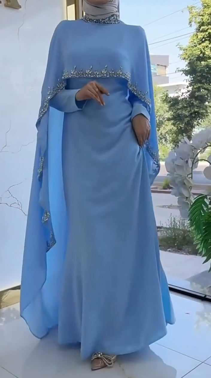 Aya Beaded Cape Dress