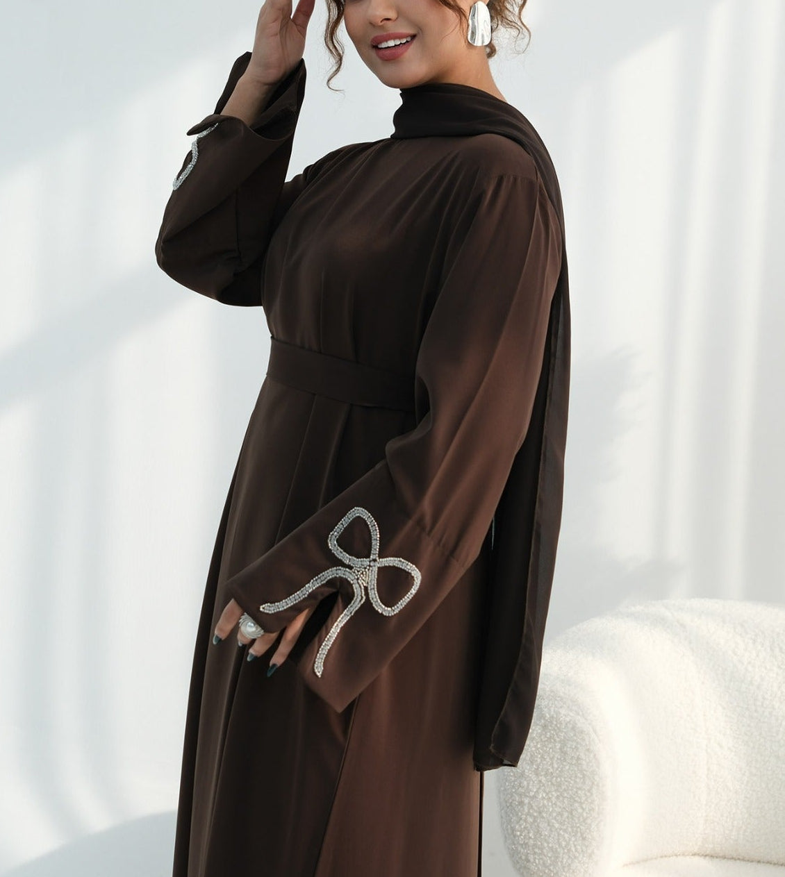 Sumara Bow Embroidery Abaya