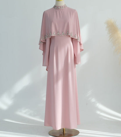 Zaibah Beaded Cape Dress