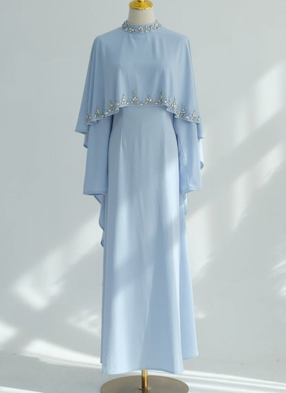 Zaibah Beaded Cape Dress