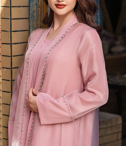 Lila Organza Abaya Set