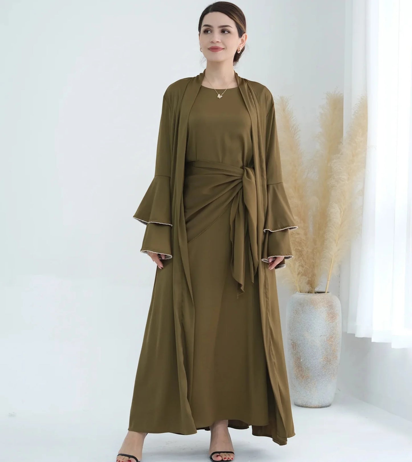 Humera Satin Abaya Set