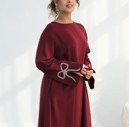 Sumara Bow Embroidery Abaya