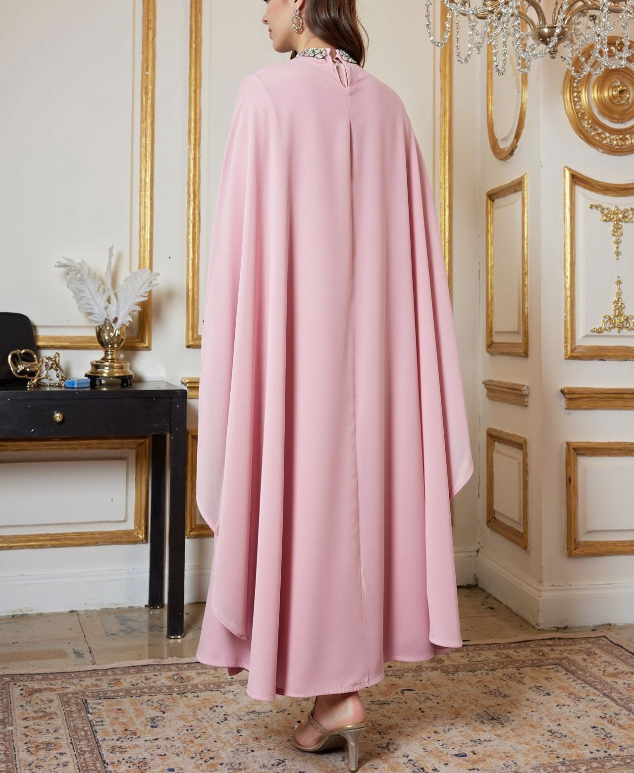 Aya Beaded Cape Dress