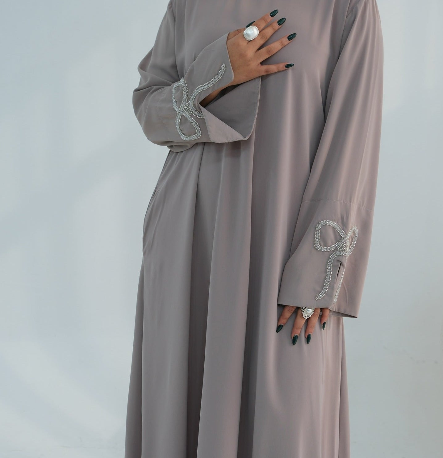 Sumara Bow Embroidery Abaya