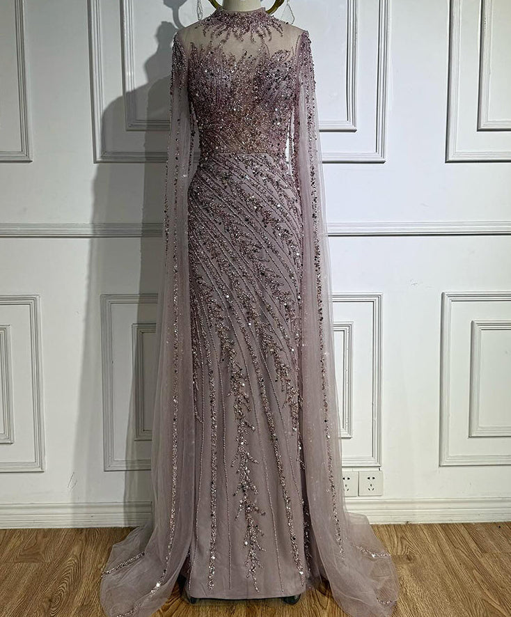 Ella Cape Gown-Dusty Rose