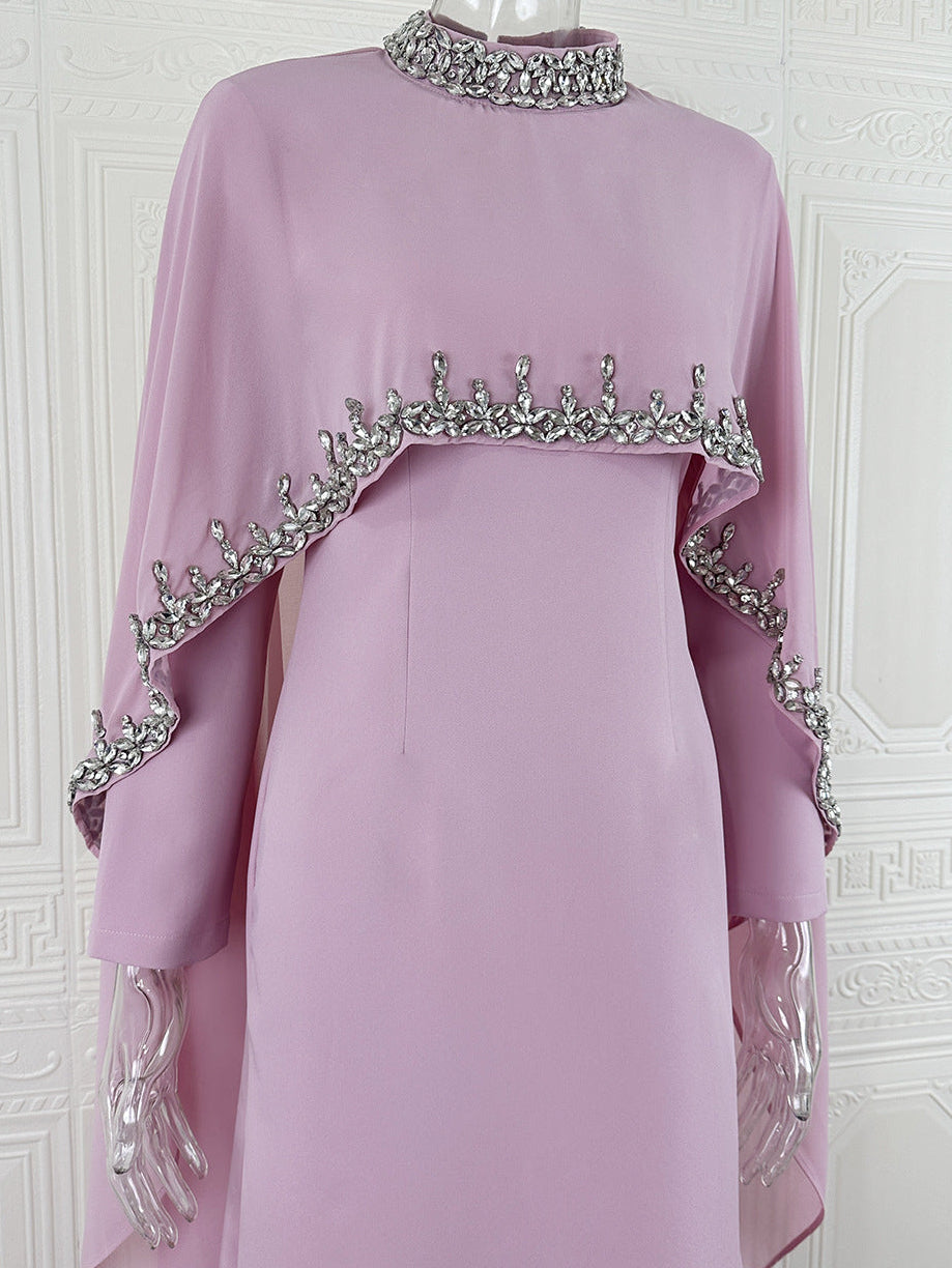 Aya Beaded Cape Dress