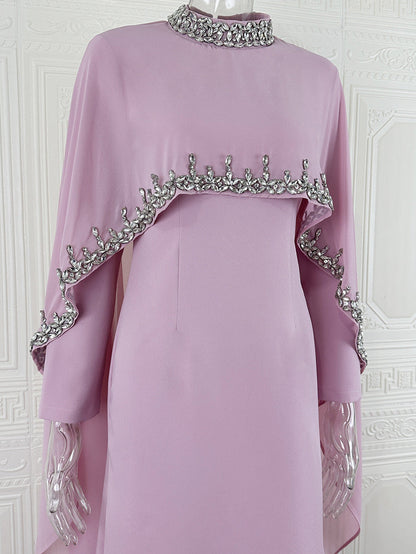 Aya Beaded Cape Dress