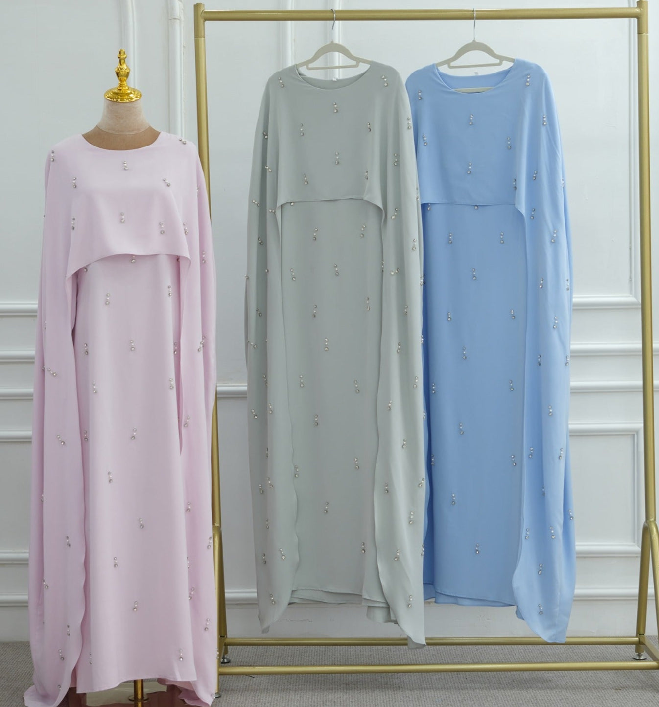 Minhal Beaded Cape Dress