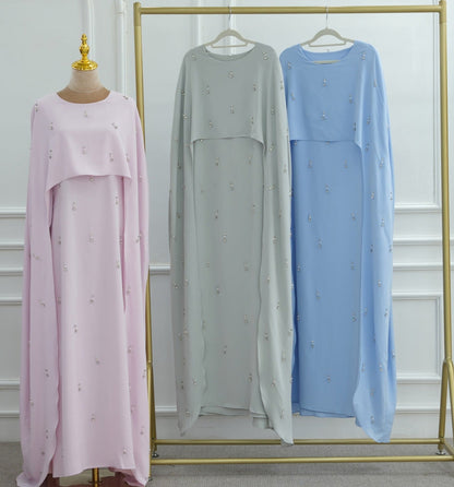 Minhal Beaded Cape Dress