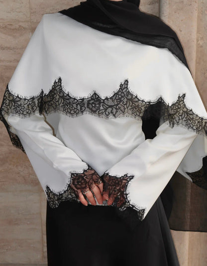 Rayna-Satin Lace Top