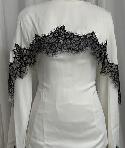 Rayna-Satin Lace Top
