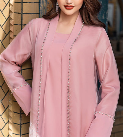 Lila Organza Abaya Set