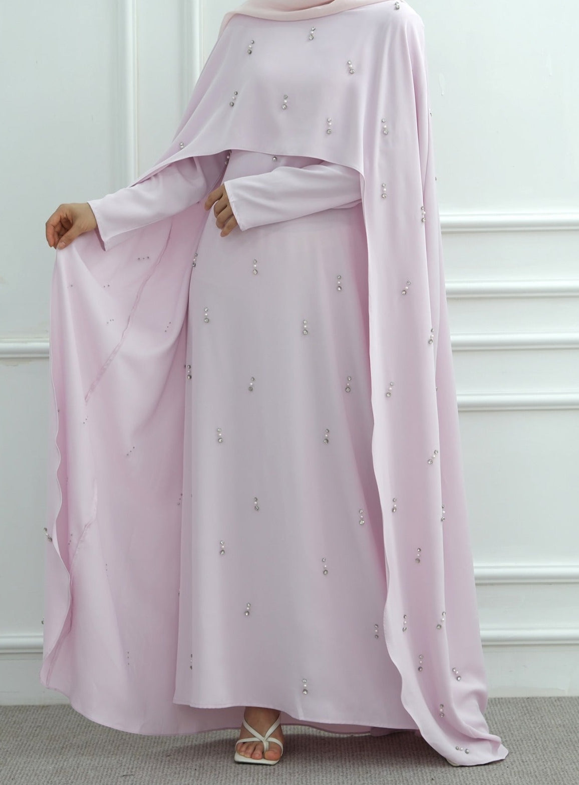Minhal Beaded Cape Dress