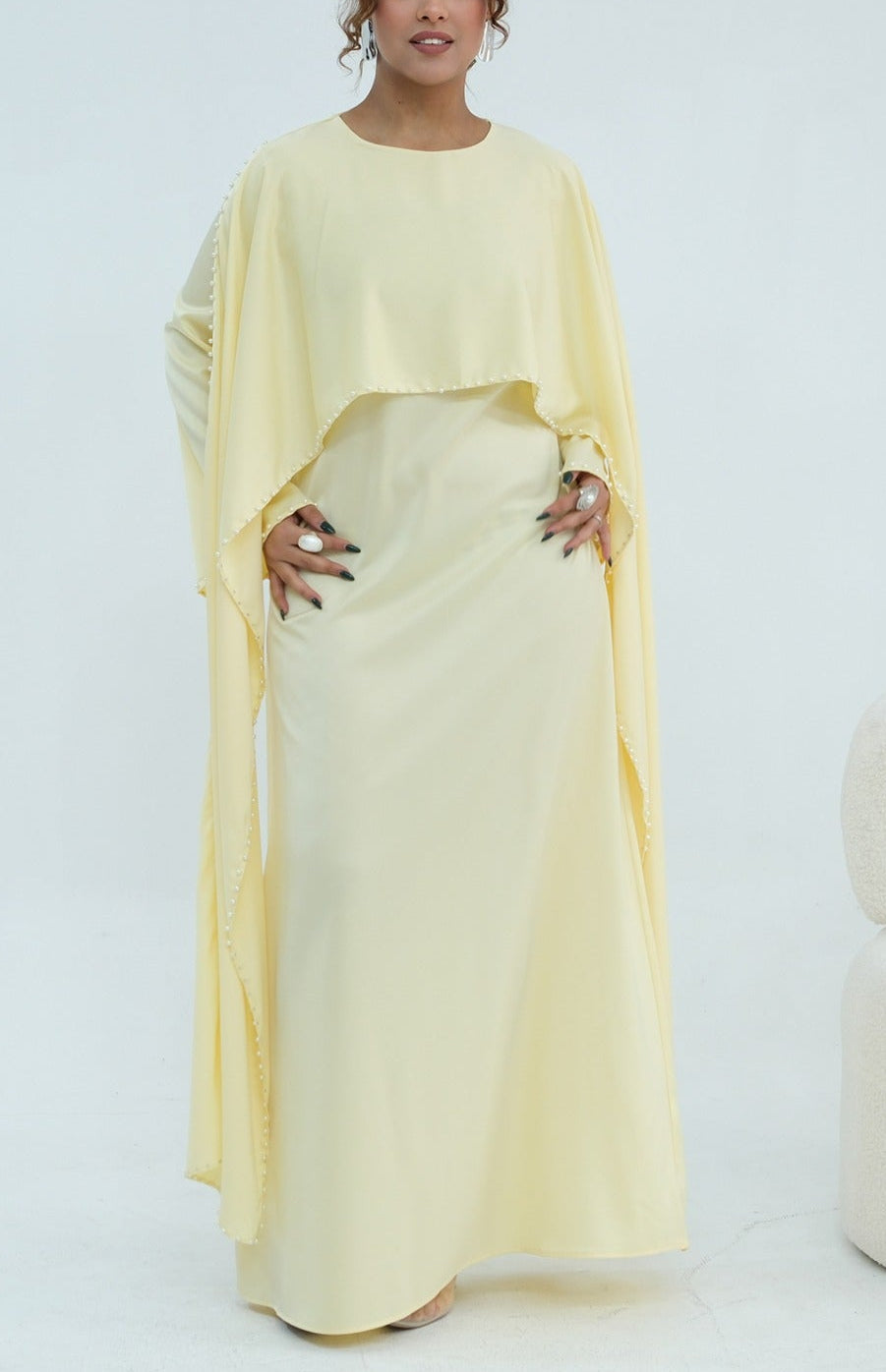 Zamina Pearl Dress- Satin Material