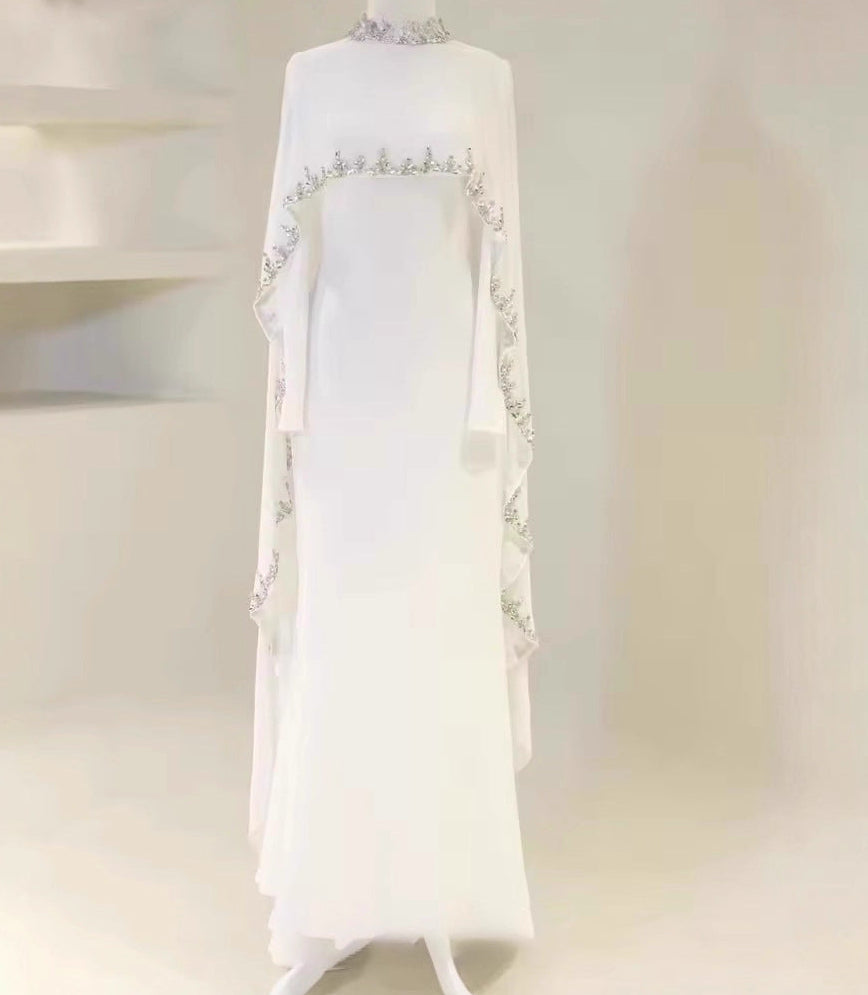 Aya Beaded Cape Dress