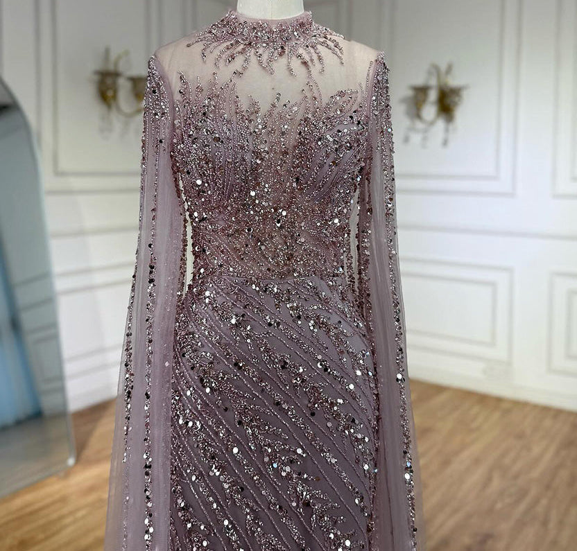 Ella Cape Gown-Dusty Rose