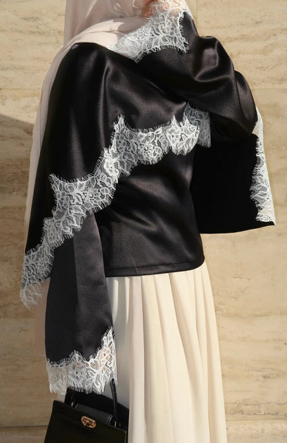 Rayna-Satin Lace Top
