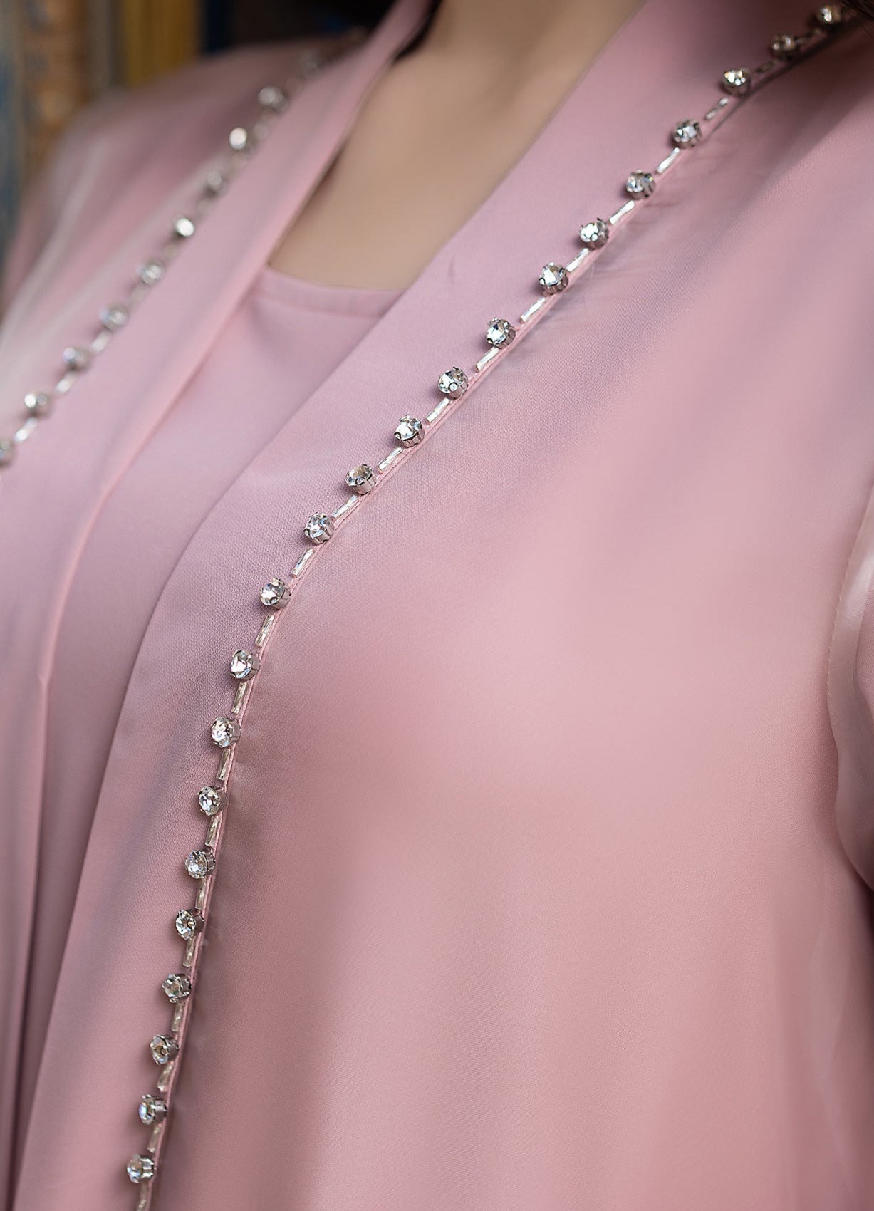 Lila Organza Abaya Set
